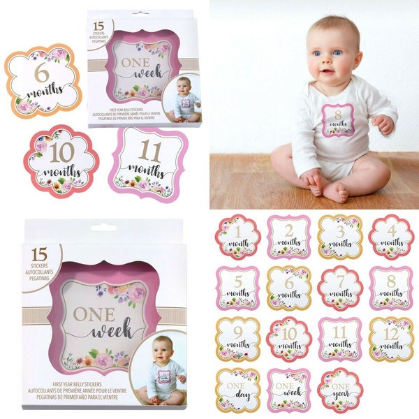 Baby Milestone Cards Stickers First Year Photo Month Age Round Prop Newborn Gift