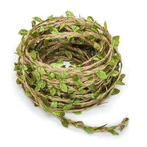Ruban de ficelle de feuilles x 5 m, feuilles vertes, bordure artisanale, décoration de guirlande de mariage
