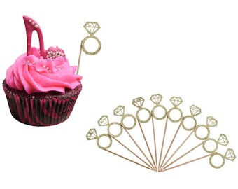 Décoration Enterrement Vie Jeune Fille Décorations Cupcakes Mariage - Lot De 24 Pièces Paillettes Or Rose Pour Enterrement Vie De Jeune Fille Bride To Be Cake Topper