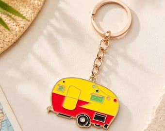Caravan Key Ring Keychain Keyring Camping Van Travel Gift Idea Retro Camper