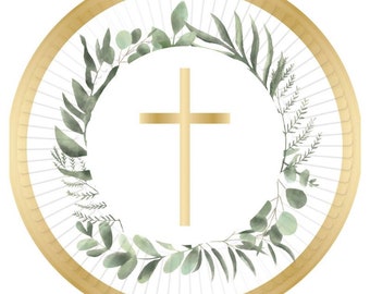 Plates Decorations Christening Baptism Holy Communion Religious Cross God Party