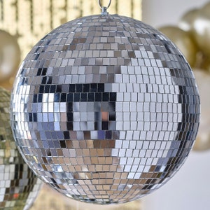 Boule disco argentée 30 cm Décorations de fête suspendues Fournitures Miroir de scène de danse