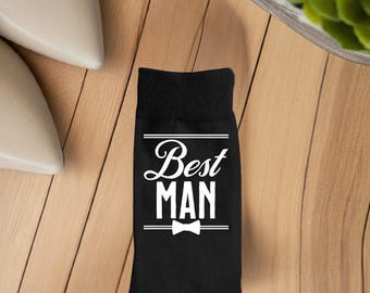 Chaussettes de mariage pour homme, cadeau cadeau pour homme d'honneur, accessoires de fête nuptiale noirs