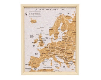 Carte de l'Europe, format bureau, tableau en liège