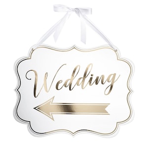Letrero de flecha para boda: dirección para ceremonia o recepción, para colgar o para colocar en el lugar correcto.