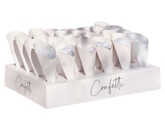 Wedding Confetti Cones x 24 with Stand Tray Holder Biodegradable Tissue Paper