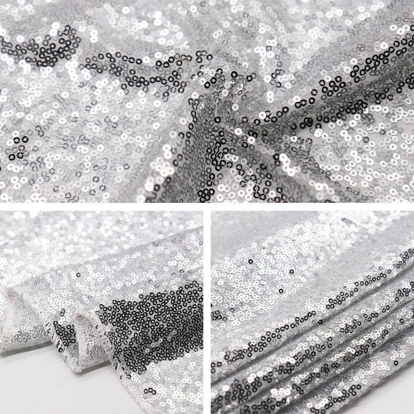 Sequin Table Runner Silver 270cm Wedding Glitter Sparkly Cloth Party Event Decor