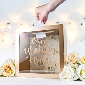 Hochzeit Wunsch gut Box Rose Gold dekorative Holz für Geldgeschenk Kartenhalter