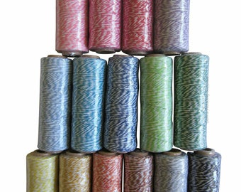 Bakers Twine Cotton String 4 Ply Coloured Striped for Crafts Gift Wrapping