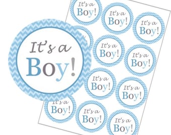 Baby Shower Stickers x 24 Its a Boy Blue Party Decorations Favours Invitations