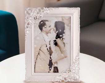 Silver Photo Frame 4x6 Wedding Engagement Baby Gift Bride Groom Couple Picture
