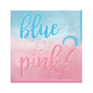 Baby Shower Napkins x 16 Paper Gender Reveal Decorations Girl or Boy Party Supplies