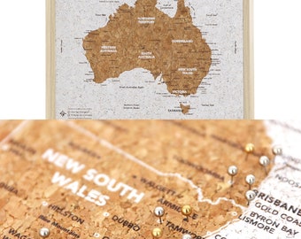 Australia Travel Map Cork Pin Board Desk Size