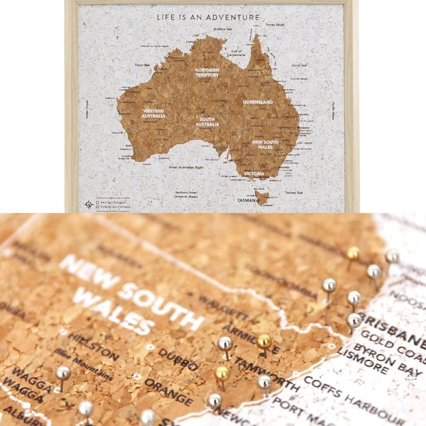 Australia Travel Map Cork Pin Board Desk Size