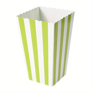 Mini caixas de pipoca x12, lembrancinhas de festa listradas verdes, decoração de aniversário para noite de filme infantil