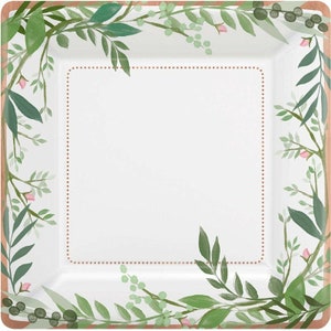 Bridal Shower Wedding Table Decorations Disposable Paper Party Plates Leaf x 8