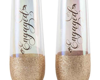 Engagement Gifts Glasses Keepsake For Engaged Couple Bridal Shower Party Present