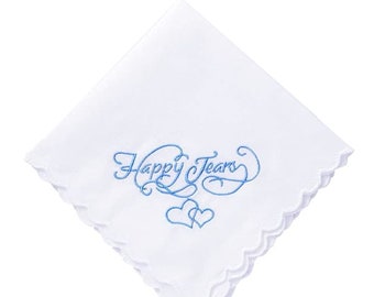 Bride Wedding Gift Something Blue Happy Tears Handkerchief Bridal Accessories