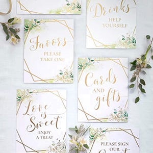Wedding Sign Set x6 Welcome Love Is Sweet Karten Geschenk Tischdekoration Verlobung