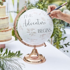 Wedding Guest Book Alternative Signing Globe Guests To Sign The Adventure Begins