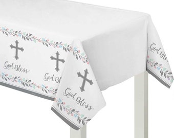 Table Cloth Decorations Christening Baptism Holy Communion Religious Cross Party