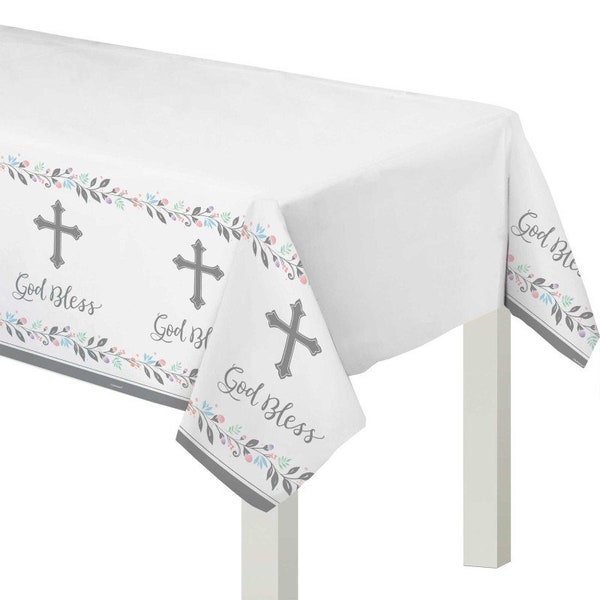 Table Cloth Decorations Christening Baptism Holy Communion Religious Cross Party