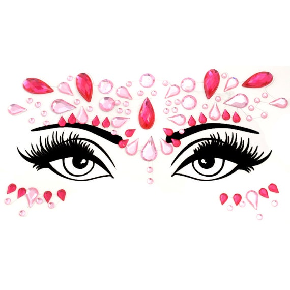 Festival Face Jewels Pink Party Gems Stickers Crystals Diamonds Rhinestones  
