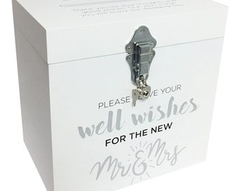 Wedding Wishing Well Wishes For Mr and Mrs Card Box For Money Gift Holder