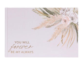 May include: A light purple journal with a floral design in shades of brown and white. The text "You will forever be my always" is printed in gold on the front cover.