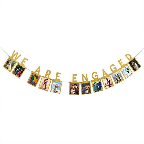 Engagement Party Decorations We are Engaged Photo Banner Hanging Bunting Props