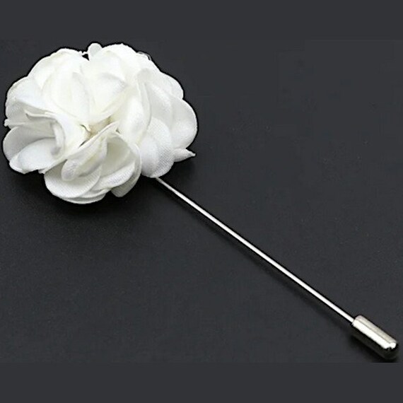 Lapel Pin White Flower Mens Suit Floral Corsage Brooch  display picture 3
