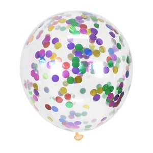 5 ballons confettis multicolores pour fête d&#39;anniversaire, fiançailles, mariage
