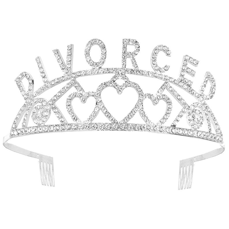 Tiara de metal plateado para fiesta de divorcio, divertida decoración para regalos de divorciados. imagen 1