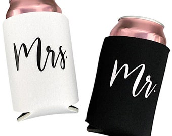 Wedding Gifts for Bride and Groom Mr Mrs Stubby Holder Can Cooler Favour