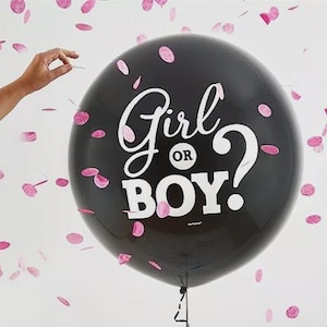 Gender Reveal Balloon with Pink Confetti Baby Shower Party Decorations Idea