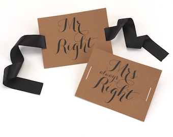 Dhr. en Mevr. Always Right Stoel Borden Bruiloft Decoraties Bruid en Bruidegom