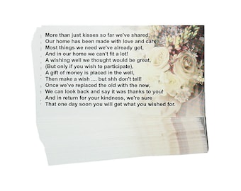 Wishing Well Cards x 50 Wedding Invitations Message Inserts Poem Stationery
