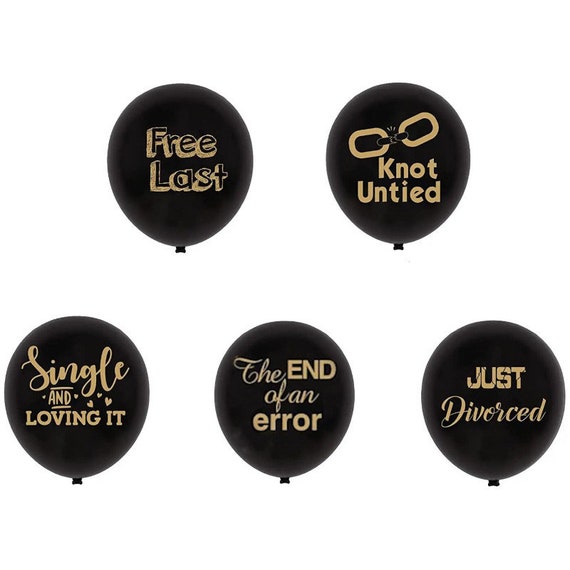 Divorce Party Balloons x 5 Black Funny Divorced Gift Decorations Supplies