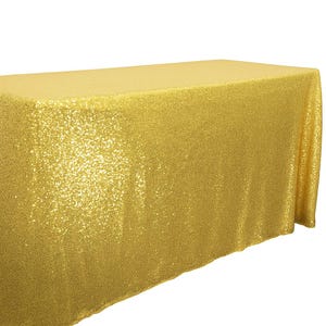 Gold Sequin Tablecloth 90&quot;x132&quot; Sparkly Wedding 6ft Event Party Decor Cover