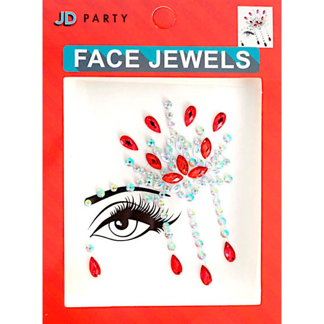 Festival Face Jewels Eye Red Party Gems Stickers Crystals Diamonds