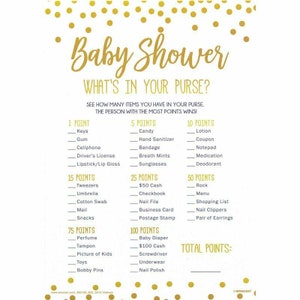 Baby Shower Games Attività Cosa c'è nella tua borsa x24 biglietti per feste unisex