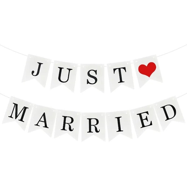 Wedding Decorations Just Married Bunting Banner Hanging Car Sign Party Props