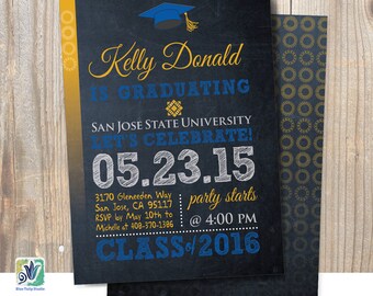 graduation invitation chalkboard double sided graduation etsy