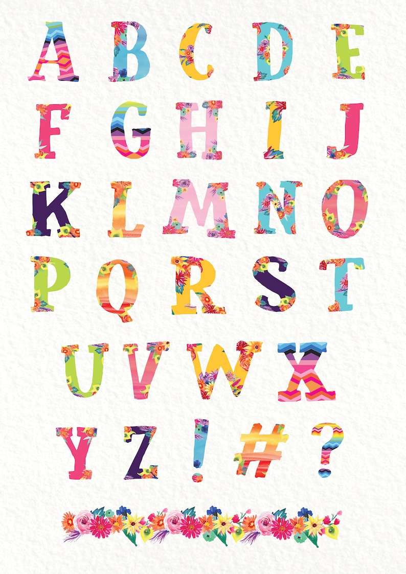 Fiesta Alphabet Letters / Watercolor Fiesta Digital Papers / - Etsy
