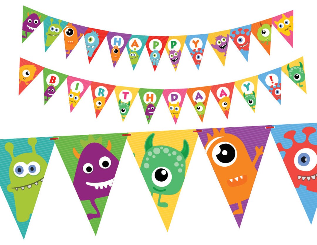 Little Monster Birthday Party Banner Monster Birthday - Etsy