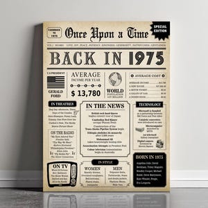 1975 In Review, 1975 The Year You Were Born, 50th Birthday Digital Printable Sign, Back in 1975, 50 Birthday Gift Download