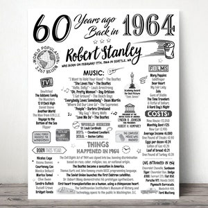 Back in 1964 Birthday Digital Printable Poster - Etsy