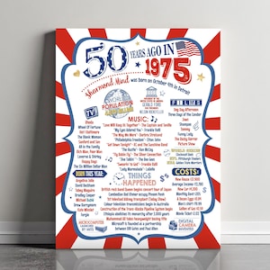 Hace 50 años, en 1975, póster de cumpleaños imprimible, póster del 50.° aniversario
