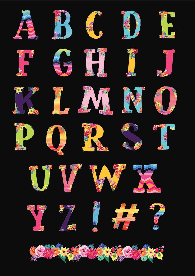 Fiesta Alphabet Letters / Watercolor Fiesta Digital Papers / - Etsy