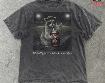Literally Just a Bleacher Creature Dark Comfort Colors T-shirts, Youth Adult Raccoon Shirt, Baseball Ballpark TShirt, Fan Gift, Game Day Tee